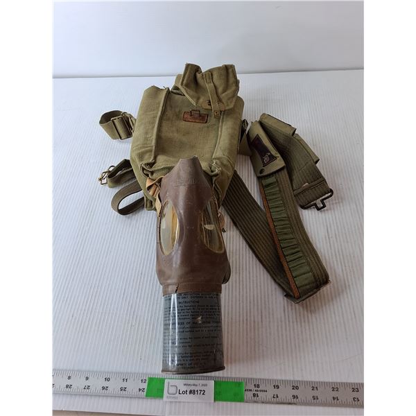 Large Adult Military Gas Mask with Case and Belt