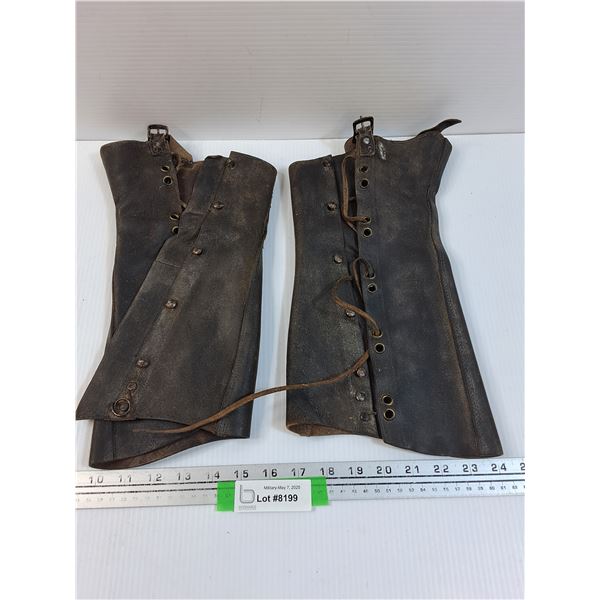 Pair of 14" WW1 Leather Leg Gaiters