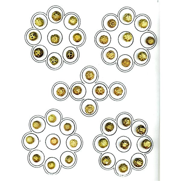A full card of division one Chinese metal ball buttons