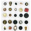 A full card of assorted material buttons