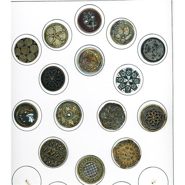 A card of division one metals assorted buttons