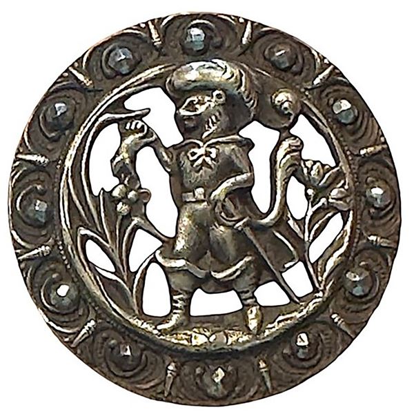 A division one pierced pictorial button