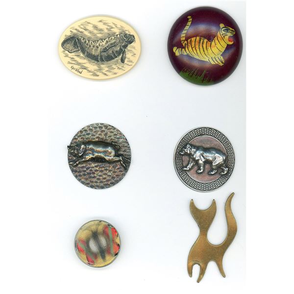 A small card of division one & three pictorial buttons