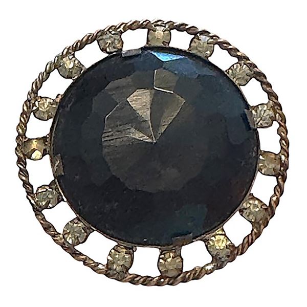 A division one black glass set in metal button