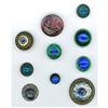 Image 1 : A small card of mostly Peacock eye glass buttons