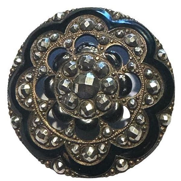 A division one pierced enamel button