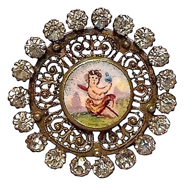 A division one polychrome pictorial enamel button