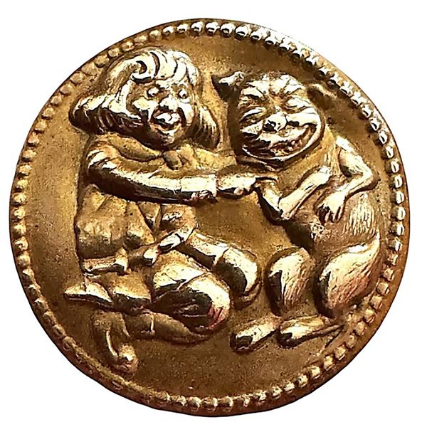A division one brass pictorial button
