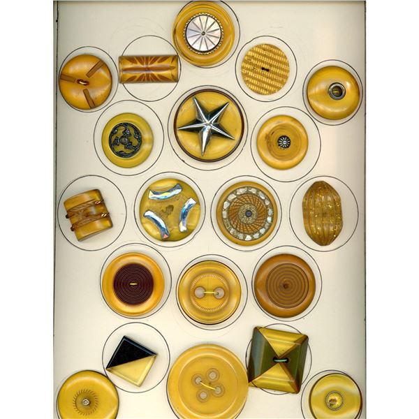 A card of division three Bakelite Buttons