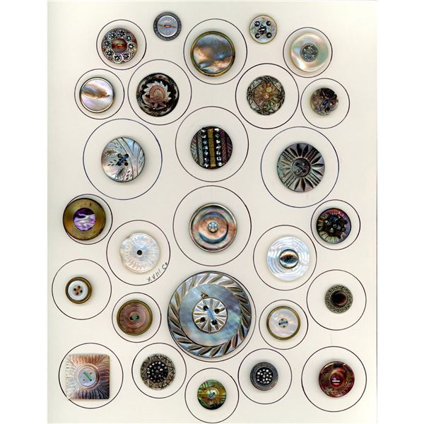 A card of division one assorted pearl buttons