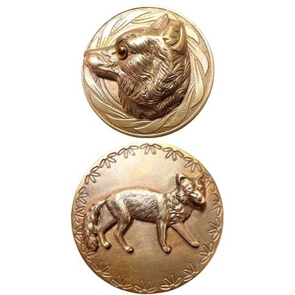 A pair of division three studio artist pictorial buttons