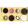 Image 1 : A small card of division 1 & 3 assorted glass buttons