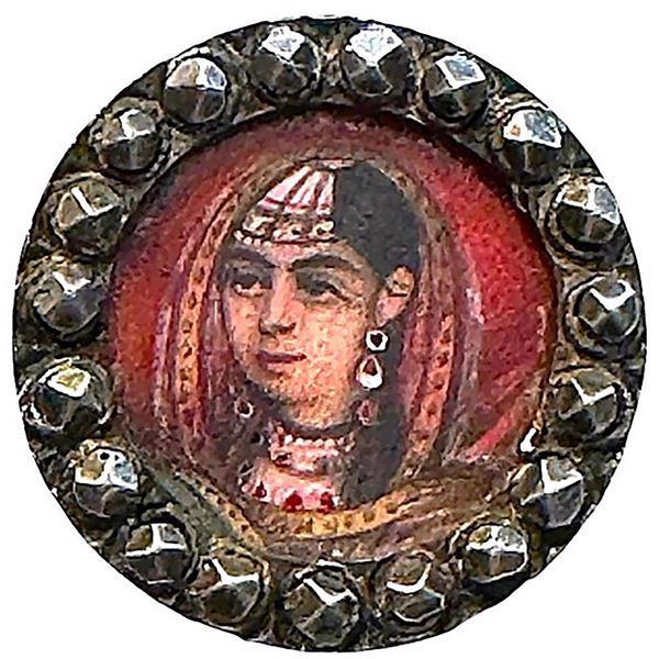 A division one hand painting under glass button