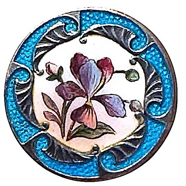 A division one Art Nouveau style enamel button