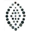 Image 1 : A card of assorted division one black glass buttons