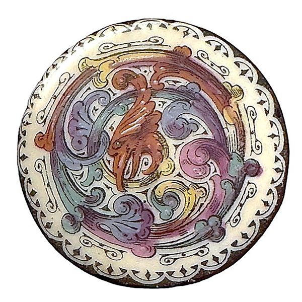 A division one colorful pictorial porcelain button