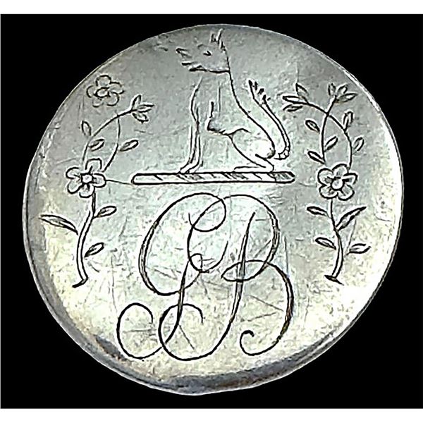 A division one silver Crest pictorial button.