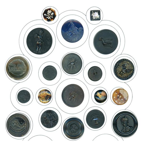 A partial card of division one horn buttons