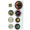 Image 1 : A small card of division 1 & 3 glass in metal buttons