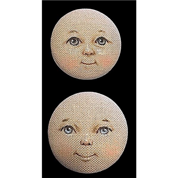 A pair of division 3 hand made fabric pictorial buttons