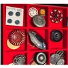 Image 6 : A Riker tray of assorted material buttons