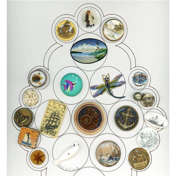A partial card of division 1 Beach & water scene buttons
