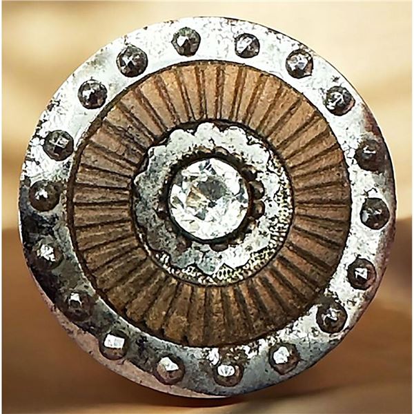 A Division one wood and steel button