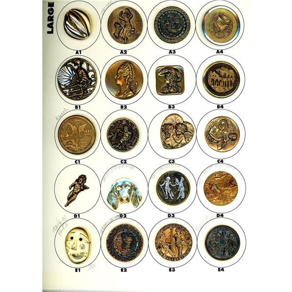 A full card of division 1 & 3 Metal buttons