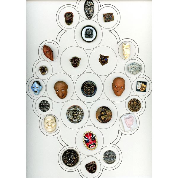 A card of division 1 & 3 assorted mask buttons