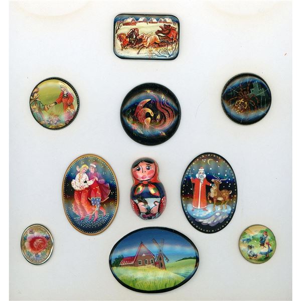 A partial card of division three Lacquer buttons