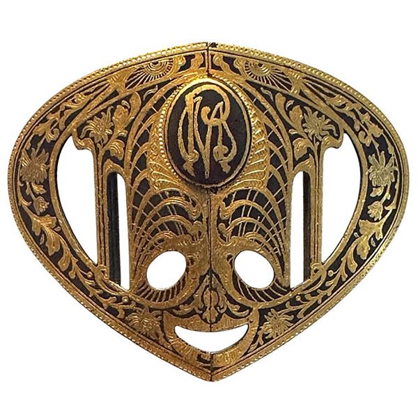 A division one Damascene buckle