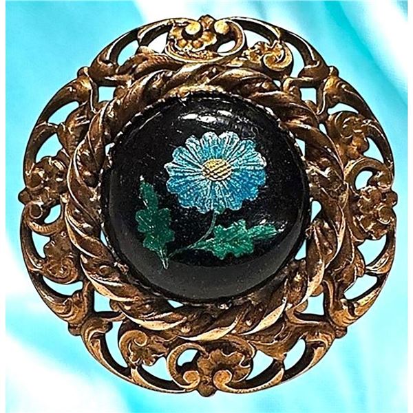 A division one pictorial foil enamel button