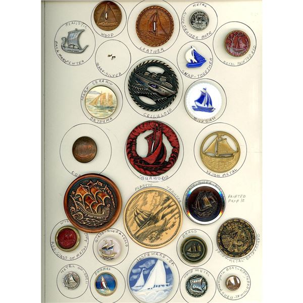 A card of division 1 & 3 assorted sailing vessel buttons