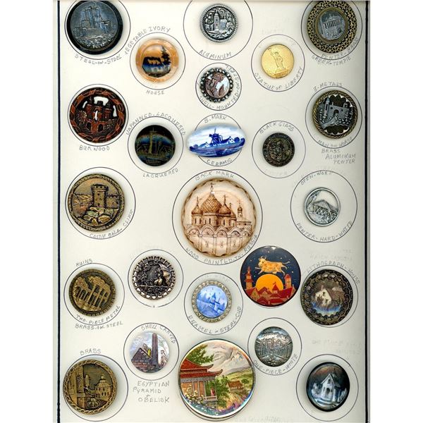 A card of division 1 & 3 assorted Architectural buttons