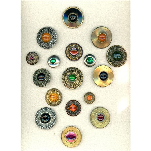 A card of division one assorted large jewel buttons