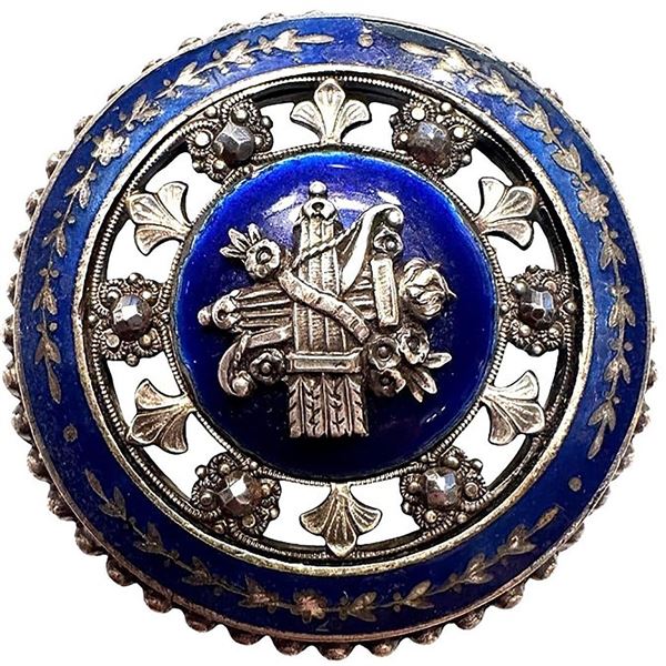 A division 1 pierced silver and enamel pictorial button