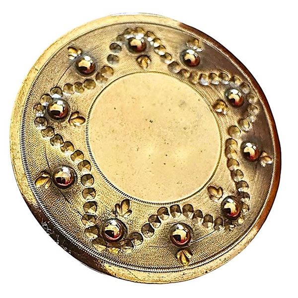 A division one unusual patterned copper button