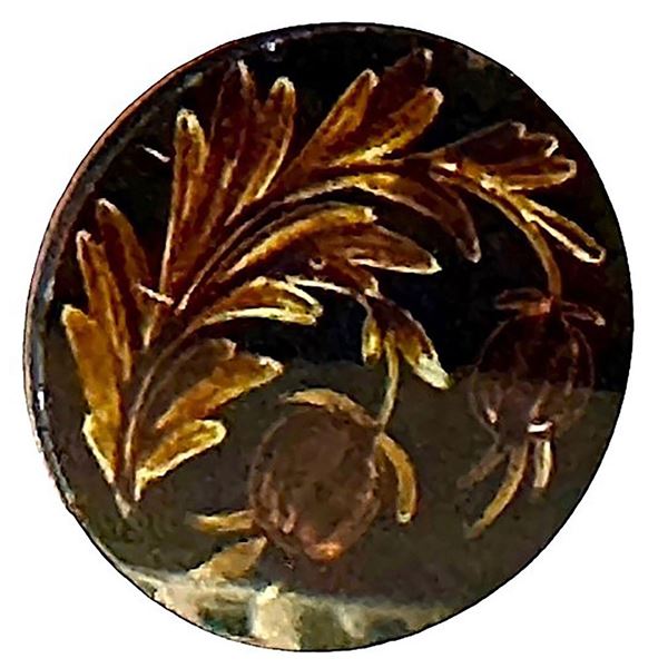 A division one scarce black glass pictorial button