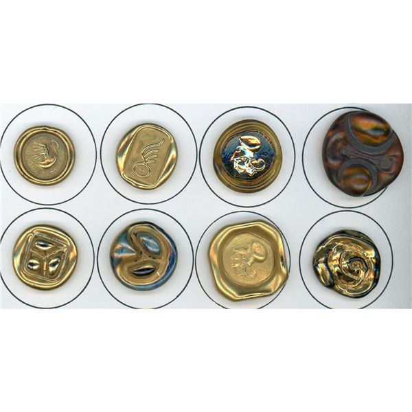 A small card of division three English glass buttons