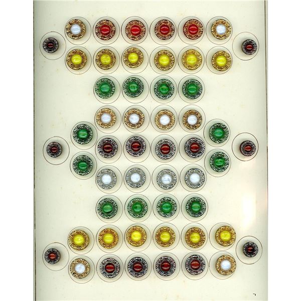 A card of division three West German glass buttons
