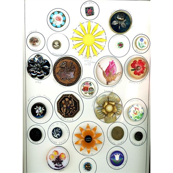 A card of division one & three flower buttons