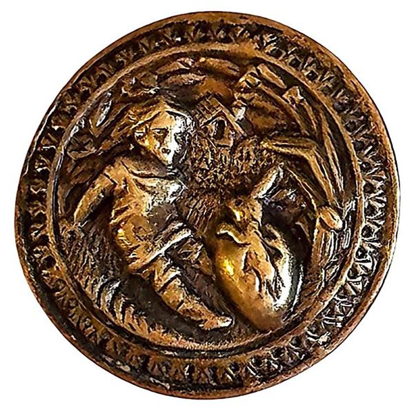 A very hard to find division one pictorial button