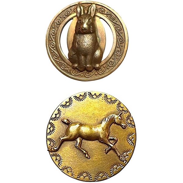 A pair of division three studio artist pictorial buttons