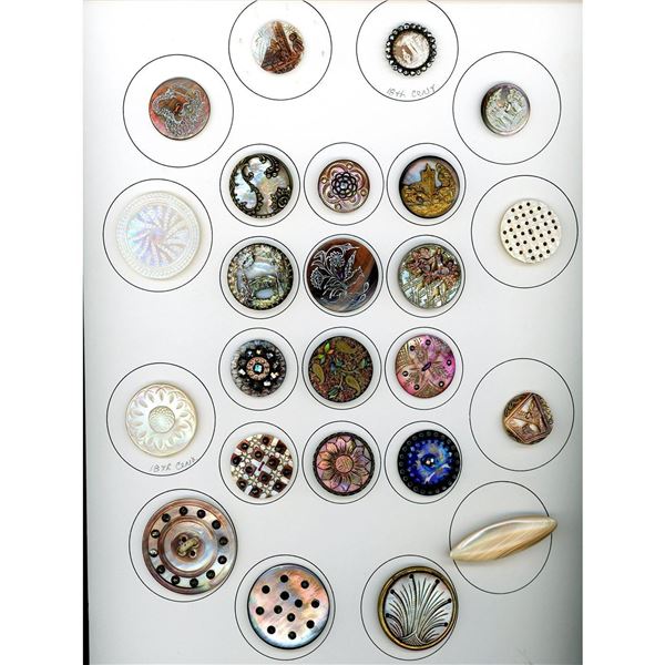 A card of division one assorted pearl buttons