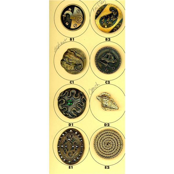 A small card of division one and three metal buttons