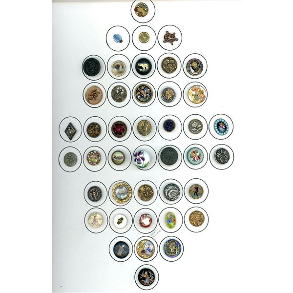 A card of division 1 & 3 Assorted pictorial buttons