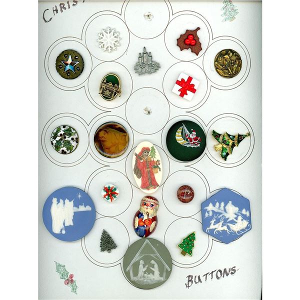 A card of division 1 and 3 Christmas design buttons