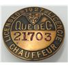 Image 10 : #28 1920'S QUEBEC CHAUFFEUR BADGES CANADA LOT OF 6