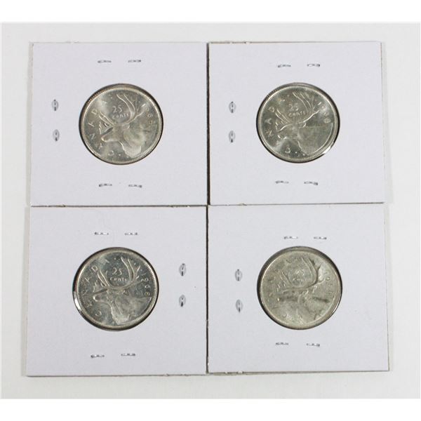 #44 1968 25 CENTS CANADA SILVER COIN LOT 4 QUARTER