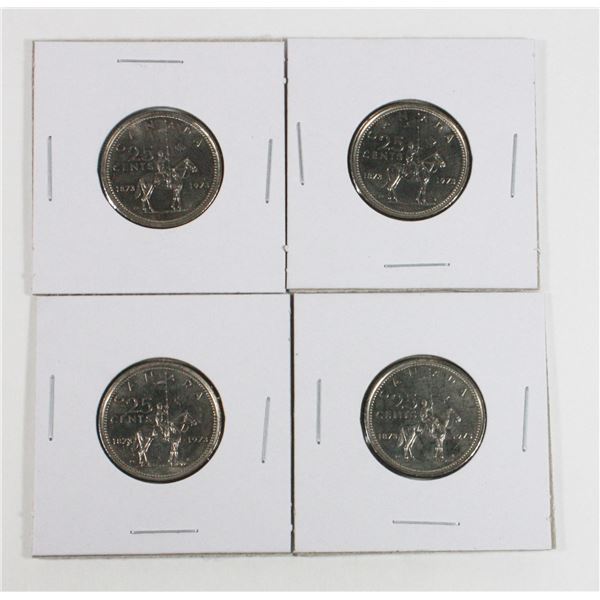 #45 1973 25 CENTS CANADA RCMP QUARTER LOT OF 4